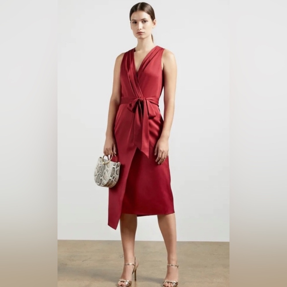 Ted Baker Womens Chrisey Red Fix-Wrap Dress Size 8 (3) *No‎ Sash* New with tags